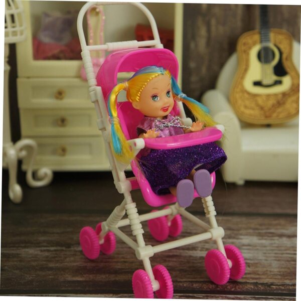 WOONEKY 3 Mini-Kinderwagen für Puppenhaus | Realistische Accessoires für Babys und Geburtstage