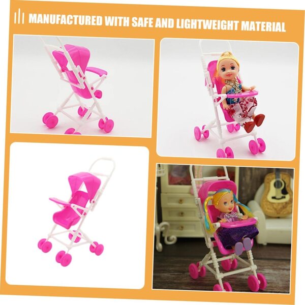 WOONEKY 3 Mini-Kinderwagen für Puppenhaus | Realistische Accessoires für Babys und Geburtstage
