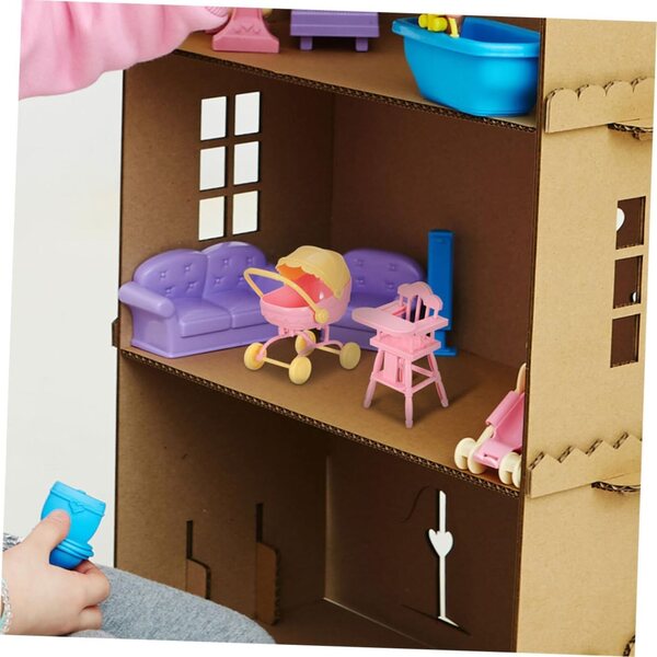 PRETYZOOM Mini-Kinderwagen und Hochstuhl-Set für Puppenhäuser – realistisches und leichtes Zubehör
