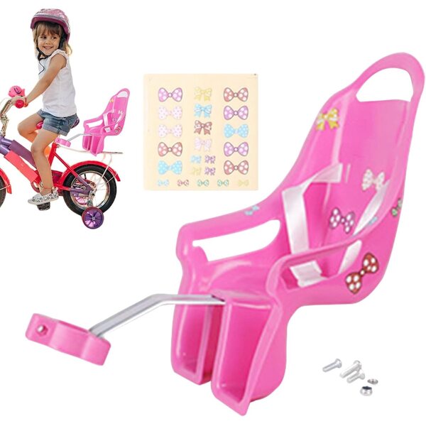 Rosa und lila Puppenfahrradsitz mit Aufklebern – Spielzeugzubehör für Kinder
