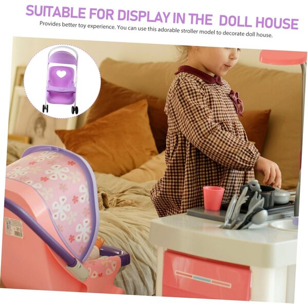 HOODANCOS Puppenwagen aus lila Kunststoff, dekoratives Accessoire und Simulationsspiel