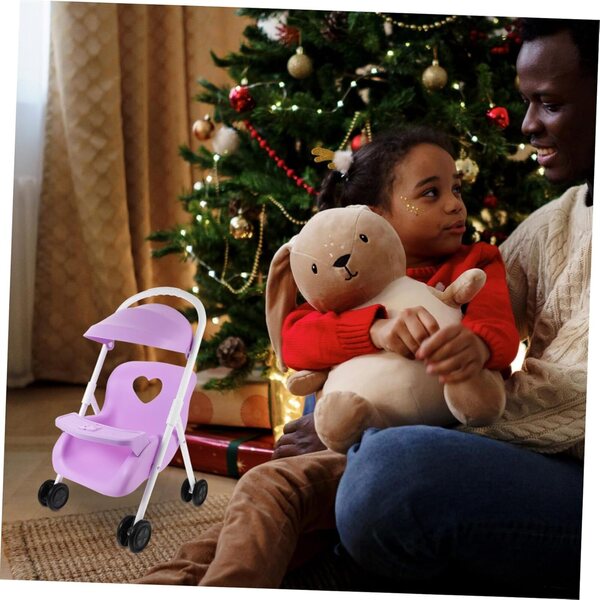 HOODANCOS Puppenwagen aus lila Kunststoff, dekoratives Accessoire und Simulationsspiel