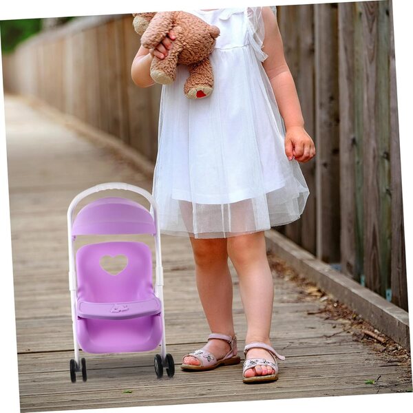 HOODANCOS Puppenwagen aus lila Kunststoff, dekoratives Accessoire und Simulationsspiel
