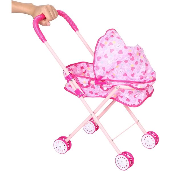 Abaodam Zusammenklappbarer Kinderwagen aus Eisen für Spielzeug, realistisch und leicht zu transportieren