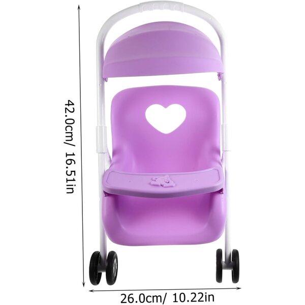 Lila Puppenwagen aus Kunststoff 42x26x25 cm für Puppenhaus