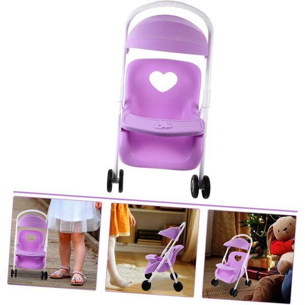 Lila Puppenwagen aus Kunststoff 42x26x25 cm für Puppenhaus