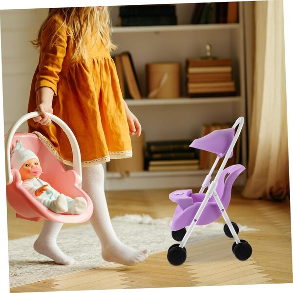 Lila Puppenwagen aus Kunststoff 42x26x25 cm für Puppenhaus