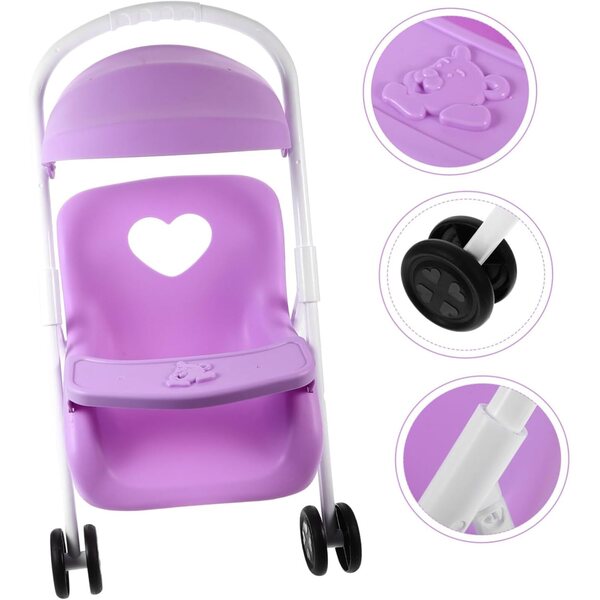 Lila Puppenwagen aus Kunststoff 42x26x25 cm für Puppenhaus