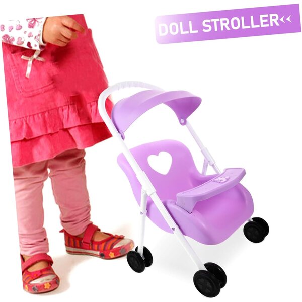 Lila Puppenwagen aus Kunststoff 42x26x25 cm für Puppenhaus