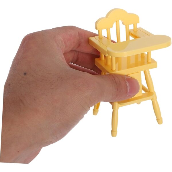 Miniatur-Puppenzubehör-Set: Gelber ABS-Kinderwagen und Hochstuhl für Rollenspiele