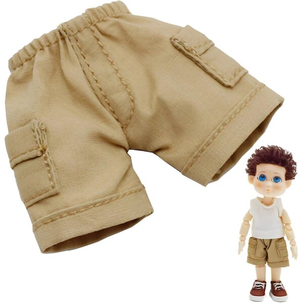 Khakifarbene Jeansshorts für Actionfiguren 6x4,6cm – langlebig und handgefertigt