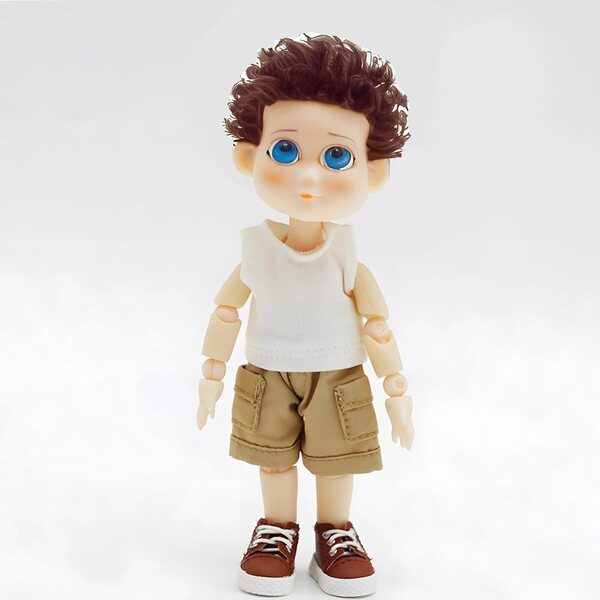 Khakifarbene Jeansshorts für Actionfiguren 6x4,6cm – langlebig und handgefertigt