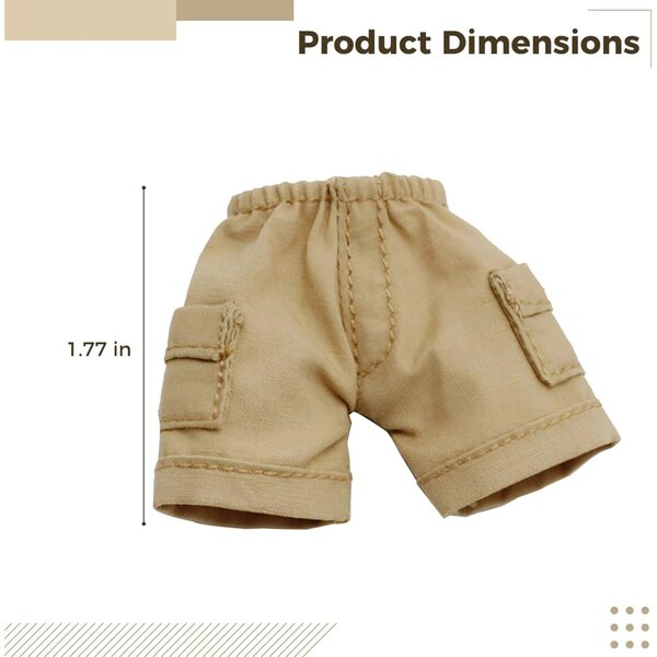 Khakifarbene Jeansshorts für Actionfiguren 6x4,6cm – langlebig und handgefertigt