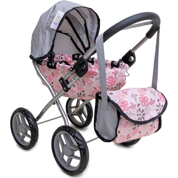 Doris Puppenkinderwagen mit Tasche, faltbarer Kabine und 60 cm Schaumstoffrädern