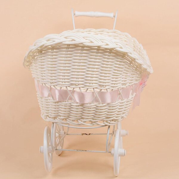 Decorazione carrellino per bambini in vimini finto, elegante e multifunzione 33x22x25 cm