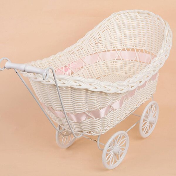 Decorazione carrellino per bambini in vimini finto, elegante e multifunzione 33x22x25 cm