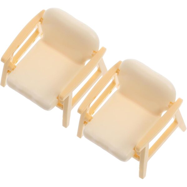 BESPORTBLE 2 poltrone miniature vintage beige per casa delle bambole in ABS 3,6 cm