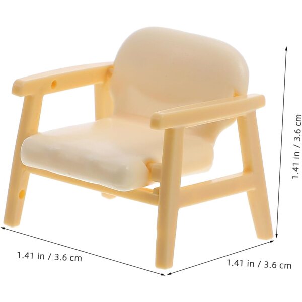 BESPORTBLE 2 poltrone miniature vintage beige per casa delle bambole in ABS 3,6 cm