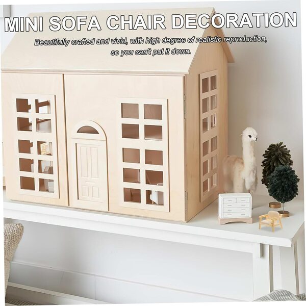 BESPORTBLE 2 poltrone miniature vintage beige per casa delle bambole in ABS 3,6 cm