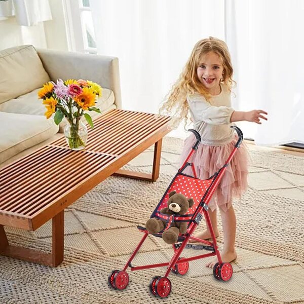 Zusammenklappbarer Spielzeug-Kinderwagen für Kinder aus Eisen und Stoff, 53 x 40 x 23,5 cm
