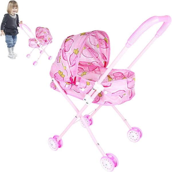 Generisch 2-in-1-Puppenwagen mit verstellbarem Verdeck und stabilen Rädern
