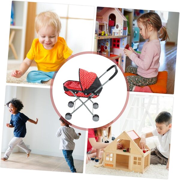 Vaguelly Spielzeug-Kinderwagen für Puppen, leicht und einfach zu transportieren, 54 x 46 x 24 cm