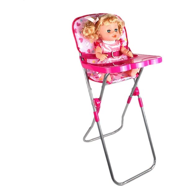 Rosa faltbarer Puppenwagen mit Korb, leicht und einfach zu bedienen