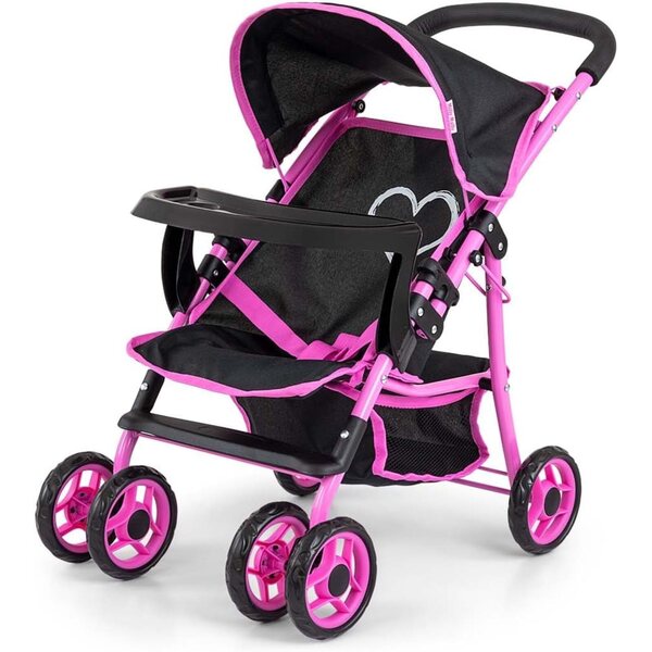 Milly Mally Kate Klappbarer Kinderwagen für Mädchen ab 3 Jahren mit Schaumstoffrädern und Verdeck