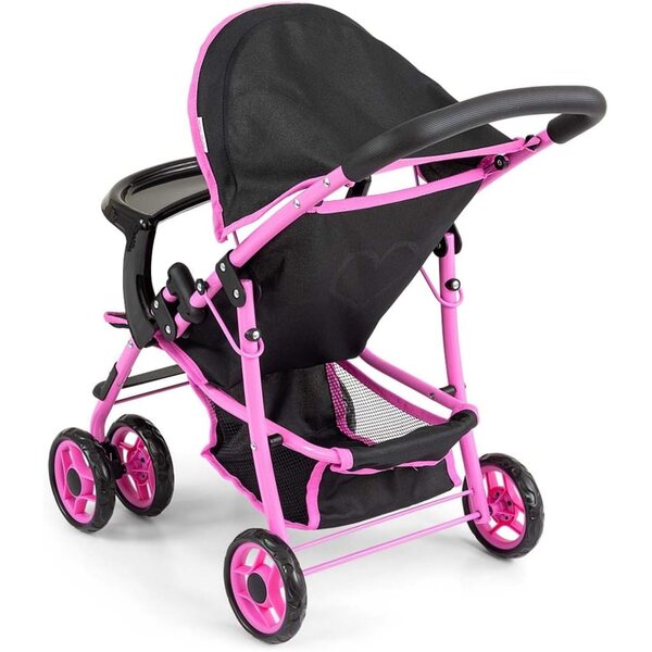 Milly Mally Kate Klappbarer Kinderwagen für Mädchen ab 3 Jahren mit Schaumstoffrädern und Verdeck