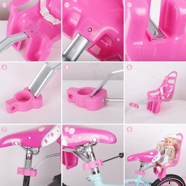 Hidyliu Puppensitz für Kinderfahrrad mit dekorativen Aufklebern