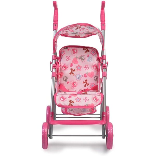Moni Flower Garden Rosa Puppenwagen mit verstellbarer Rückenlehne und Griffen
