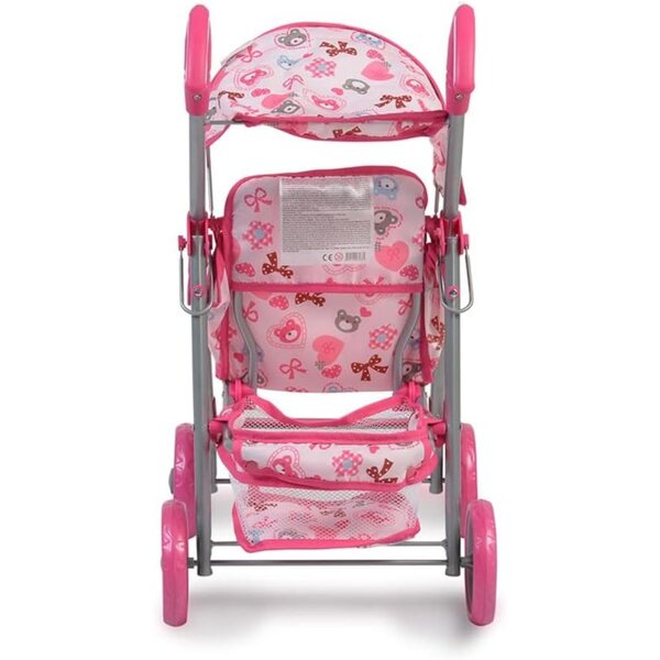 Moni Flower Garden Rosa Puppenwagen mit verstellbarer Rückenlehne und Griffen