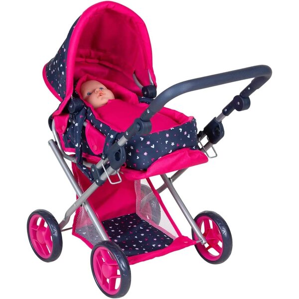 3-in-1-Kinderwagen für Puppen Basic Blue und Pink – Sicheres Spielen und Bewegen