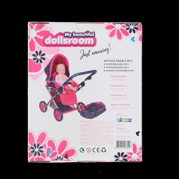 3-in-1-Kinderwagen für Puppen Basic Blue und Pink – Sicheres Spielen und Bewegen
