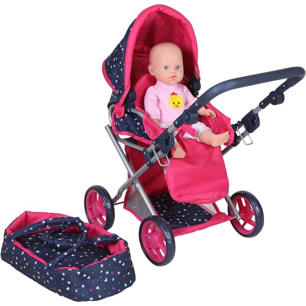 3-in-1-Kinderwagen für Puppen Basic Blue und Pink – Sicheres Spielen und Bewegen