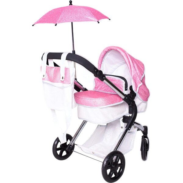 Ombrellone Rosa Scintillante Roma Stephanie per Carrozzina Bambole, Elegante e Pratico