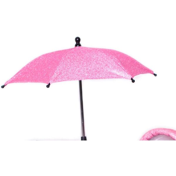 Ombrellone Rosa Scintillante Roma Stephanie per Carrozzina Bambole, Elegante e Pratico