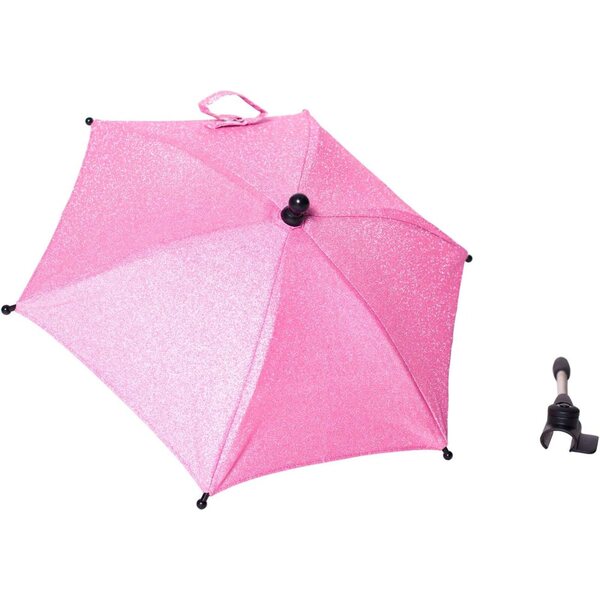 Ombrellone Rosa Scintillante Roma Stephanie per Carrozzina Bambole, Elegante e Pratico