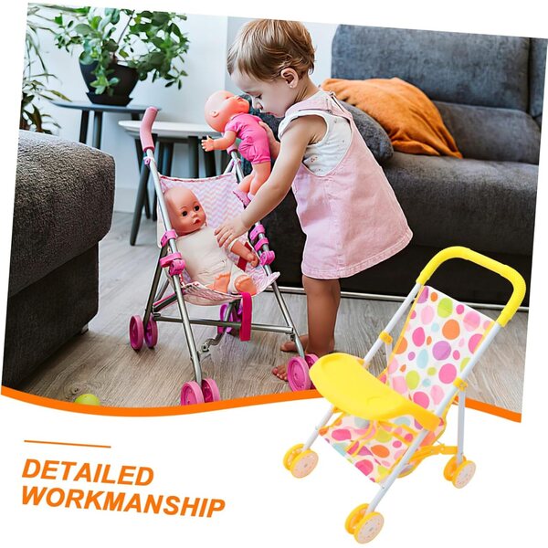 Spielzeug-Kinderwagen für Mini-Puppen mit Oxford-Stoff und Eisenstruktur, 45 x 30 cm