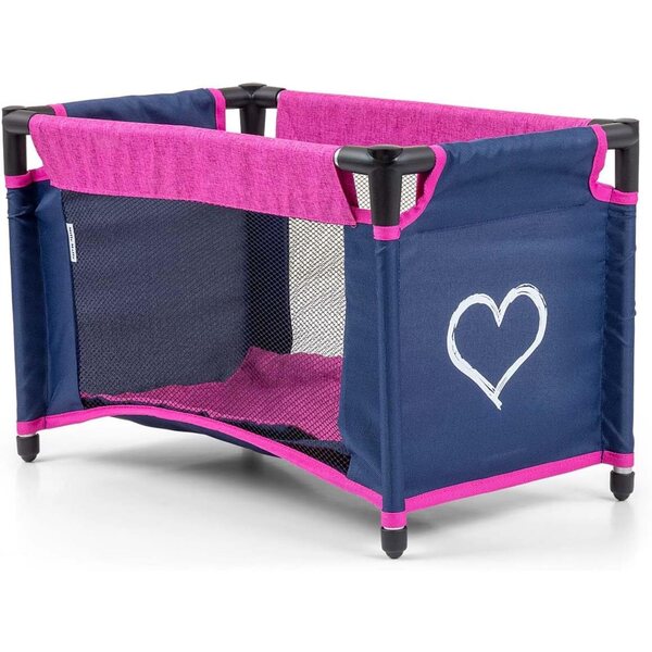 Elsa Milly Mally Puppenset mit Kinderbett, 3-in-1-Hochstuhl und marineblauer Zubehörtasche