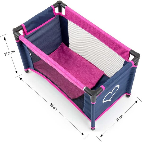 Elsa Milly Mally Puppenset mit Kinderbett, 3-in-1-Hochstuhl und marineblauer Zubehörtasche
