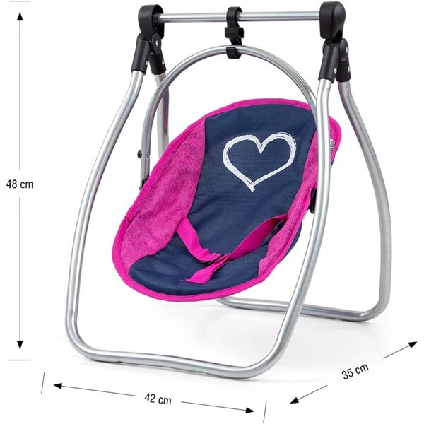 Elsa Milly Mally Puppenset mit Kinderbett, 3-in-1-Hochstuhl und marineblauer Zubehörtasche