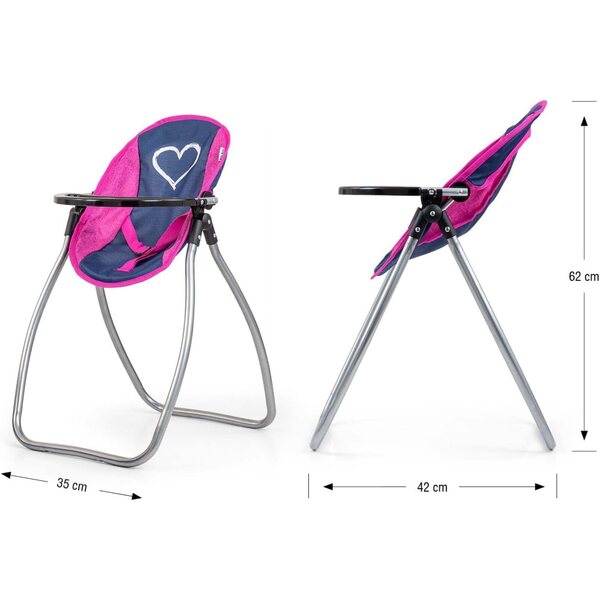 Elsa Milly Mally Puppenset mit Kinderbett, 3-in-1-Hochstuhl und marineblauer Zubehörtasche
