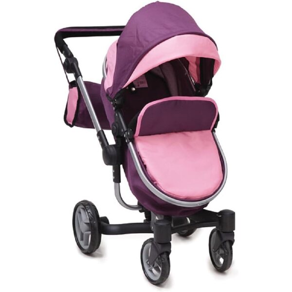 Passeggino Bambola Moni Violette 9694 Pieghevole con Ruote Piroettanti e Manico Regolabile