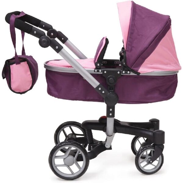Passeggino Bambola Moni Violette 9694 Pieghevole con Ruote Piroettanti e Manico Regolabile