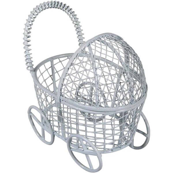 Carrozzina in metallo Rayher blu baby 8x5x7,5cm per attività creative e modellismo