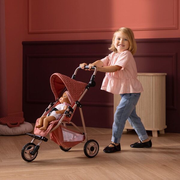 Howa Ziegelroter Grace Puppenwagen mit verstellbarem Griff und Sicherheitsgurt