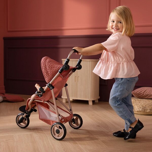 Howa Ziegelroter Grace Puppenwagen mit verstellbarem Griff und Sicherheitsgurt