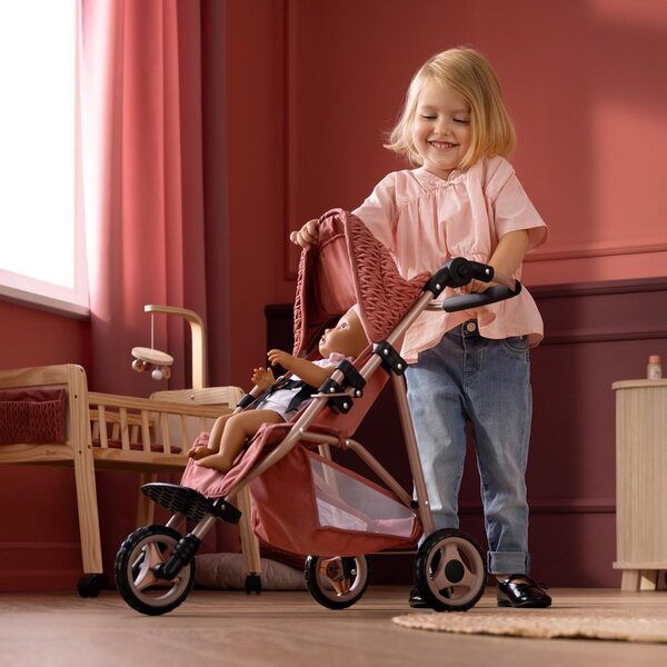 Howa Ziegelroter Grace Puppenwagen mit verstellbarem Griff und Sicherheitsgurt