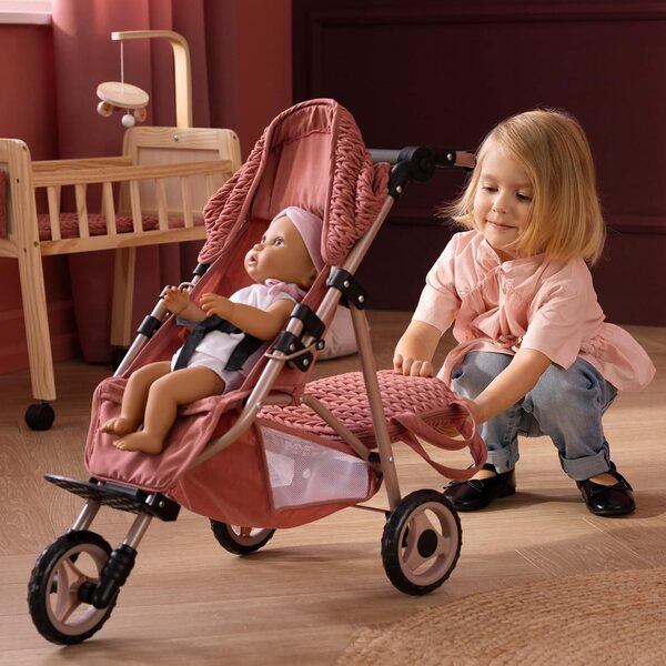 Howa Ziegelroter Grace Puppenwagen mit verstellbarem Griff und Sicherheitsgurt